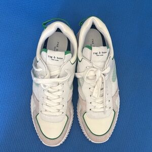 rag & bone retro runner White Sneakers with Green Trim Details